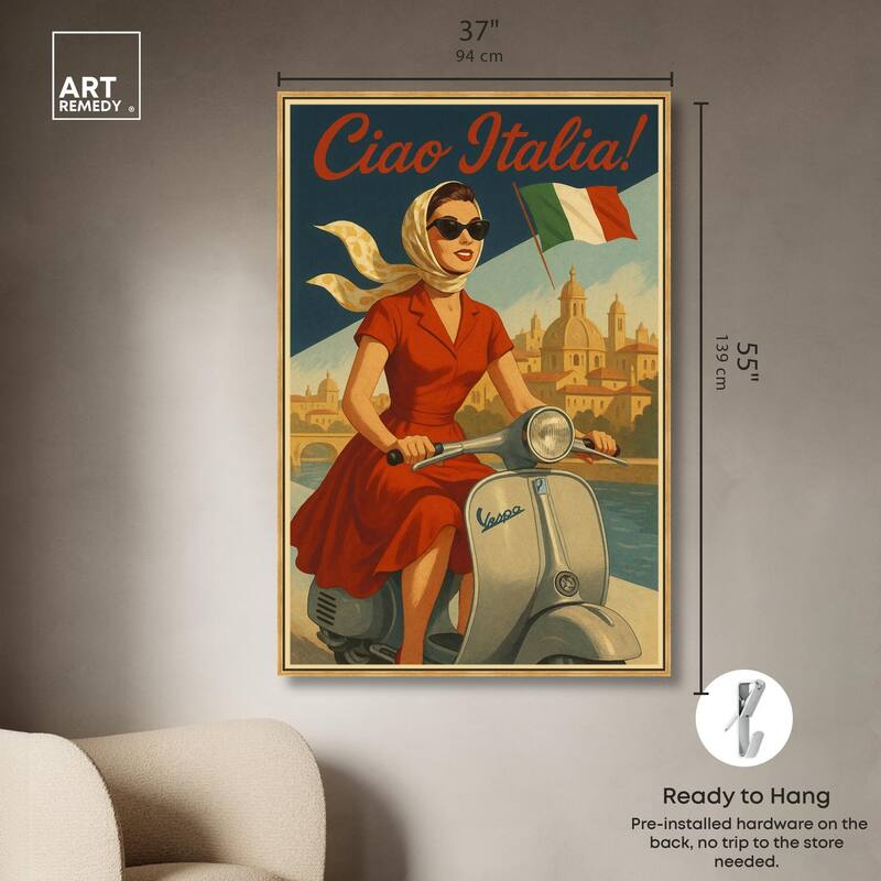 Scooter Italian Travel Canvas by Art Remedy