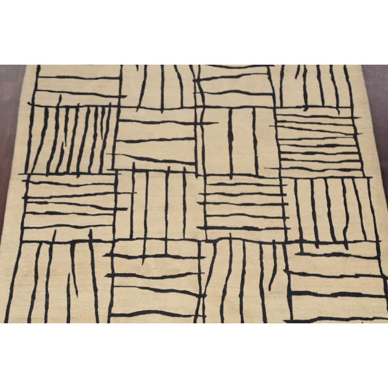 Vegetable Dye Abstract Nepalese Oriental Area Rug Wool Hand-knotted - 6'2" x 9'4"