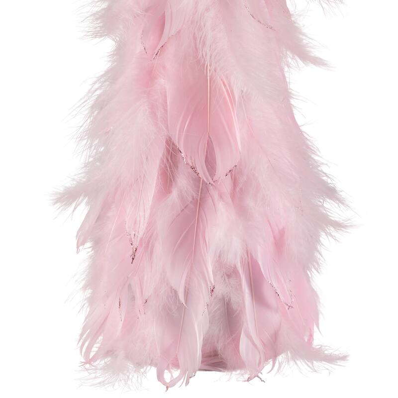 Small Layered Feather Cone Tree Glittered Christmas Decoration - 16" - Pink