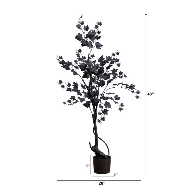 Potted Black Maple Artificial Halloween Tree - 4' - Unlit