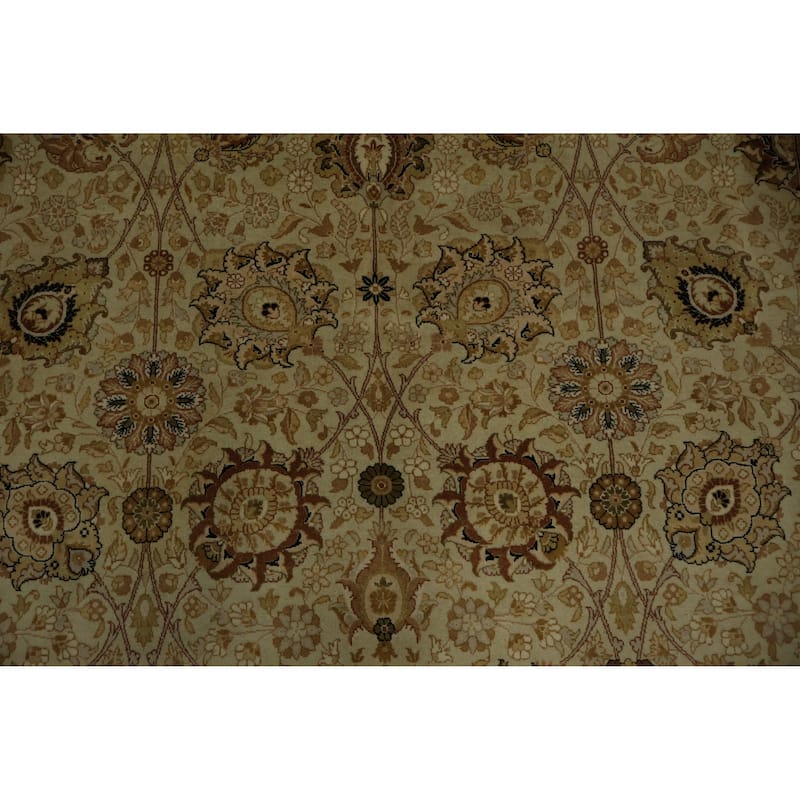 Hand Knotted Oriental 100% Wool Carpet Traditional All-Over Green Ziegler Area Rug - 8' 10'' X 6' 2''