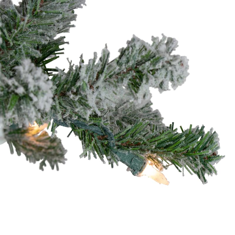 Set of 3 Pre-Lit Slim Flocked Alpine Artificial Christmas Trees 5' - Clear Lights