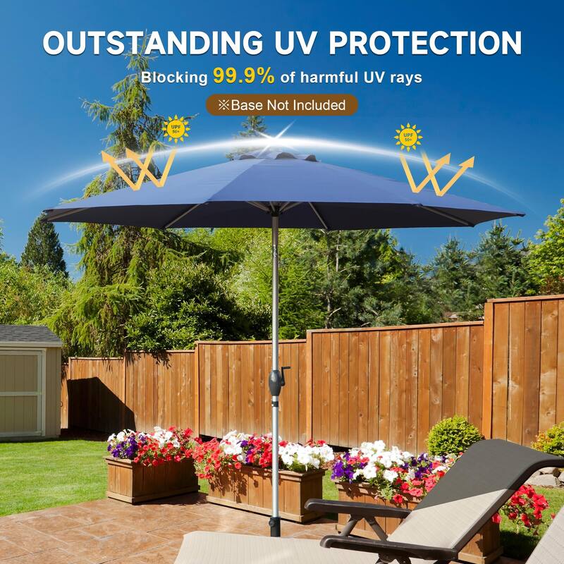 9FT Patio Umbrella,Outdoor Table Umbrella with Push Button Tilt and Crank,UV Protection Waterproof Market with 8 Sturdy Ribs