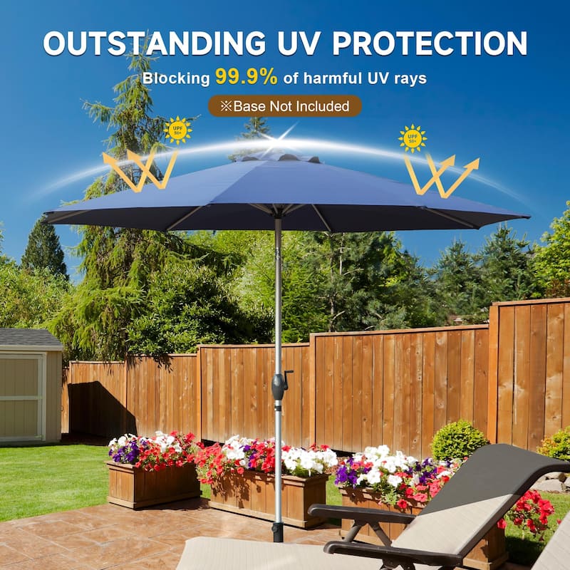 GDFStudio - Premium 9FT Patio Umbrella with Push Button Tilt and Sturdy Frame
