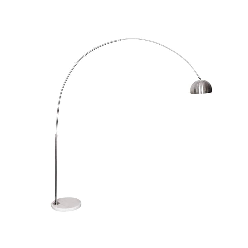 Floor Lamp with White Marble Base and Metal Lamp Shade Arco Collection - 76"