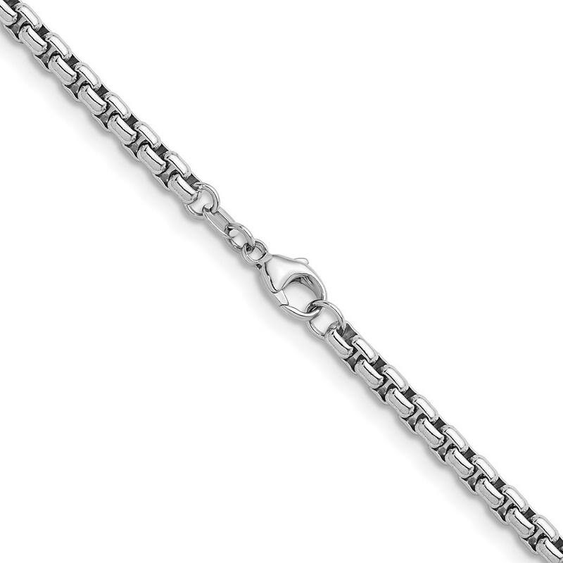 Curata 925 Sterling Silver Rhodium 4mm Box Chain Necklace for Men