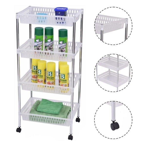 Costway 4 Layers Portable Trolley Cart Thick Serving Medical Instrument With Wheels