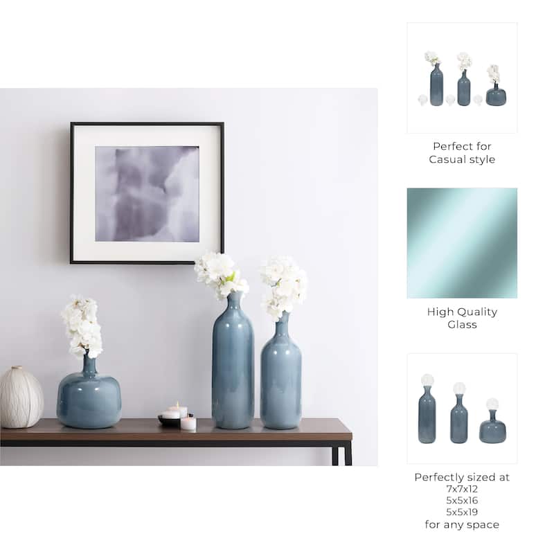 Sagebrook Home Modern Glass Vases with Artistic Swirl Design, Elegant Decorative Accent Set of 3