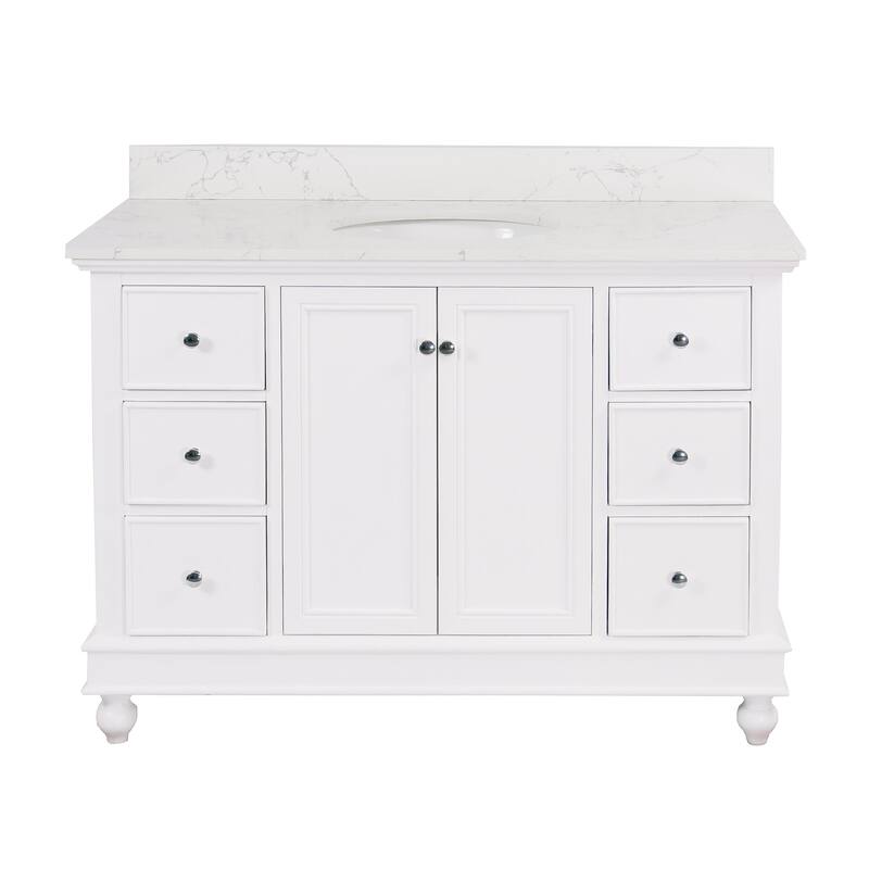 KitchenBathCollection Bella 48" Bathroom Vanity with Engineered Marble Top