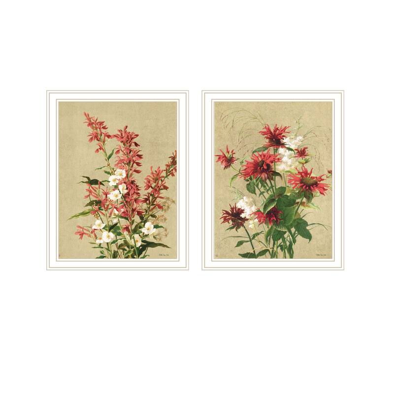 Trendy Decor 4U "Meadow Flowers 2 & 3" Printed Framed Wall Art by Stellar Design Studio - White - 14 x 18