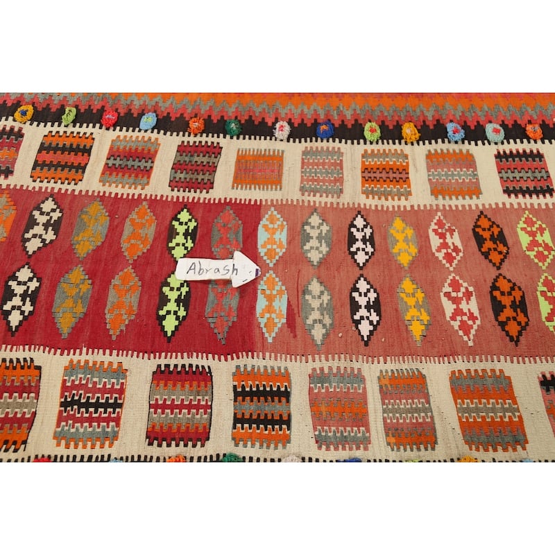 Vegetable Dye Kilim Qashqai Persian Antique Rug Tribal Wool Carpet - 3'10"x 7'3"