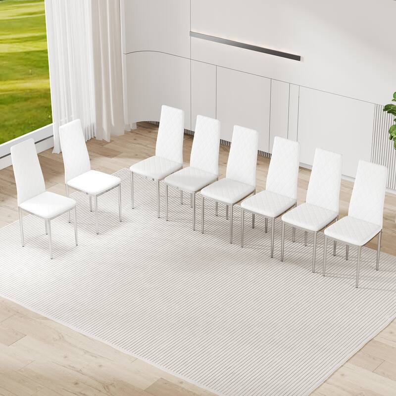 8-Piece Set Dining Chairs, Mid-Back Conference Chairs, 45D High-Density Resilient Sponge Cushion