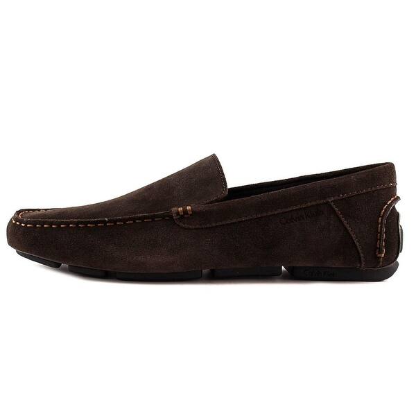 Shop Calvin Klein Menton Men Moc Toe Suede Brown Loafer