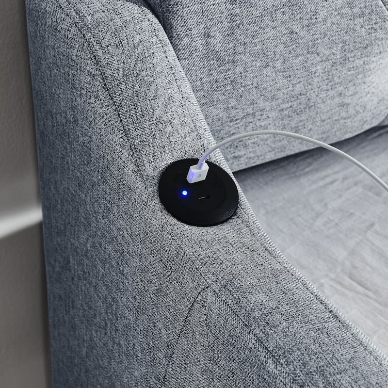 Upholstery Daybed with Twin Size Erectable Trundle and USB Charging Design