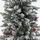 preview thumbnail 6 of 7, Pre-Lit LED 5ft Snow Flocked Artificial Christmas Tree with Red Berries and Metal Pot - 60" H x 25.5" W x 25.5" D