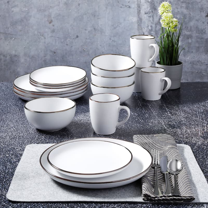 Gibson Home Rockaway Gold 16-Piece Dinnerware Set