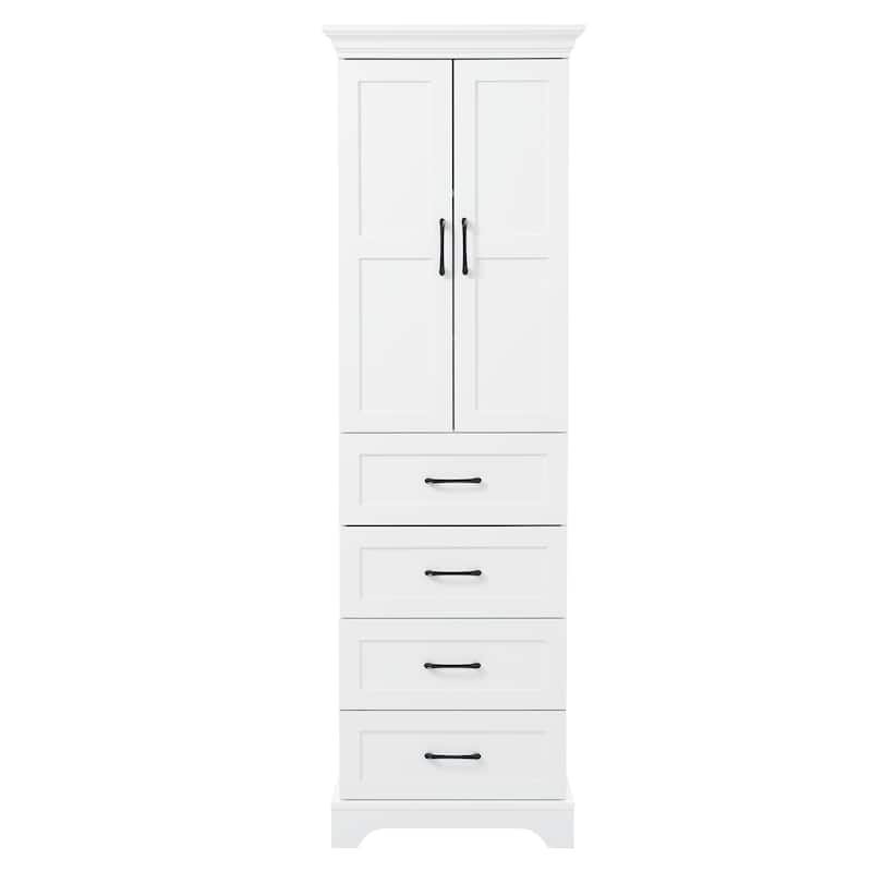 Freestanding Tall Storage Cabinet for Bathroom with Adjustable Shelves