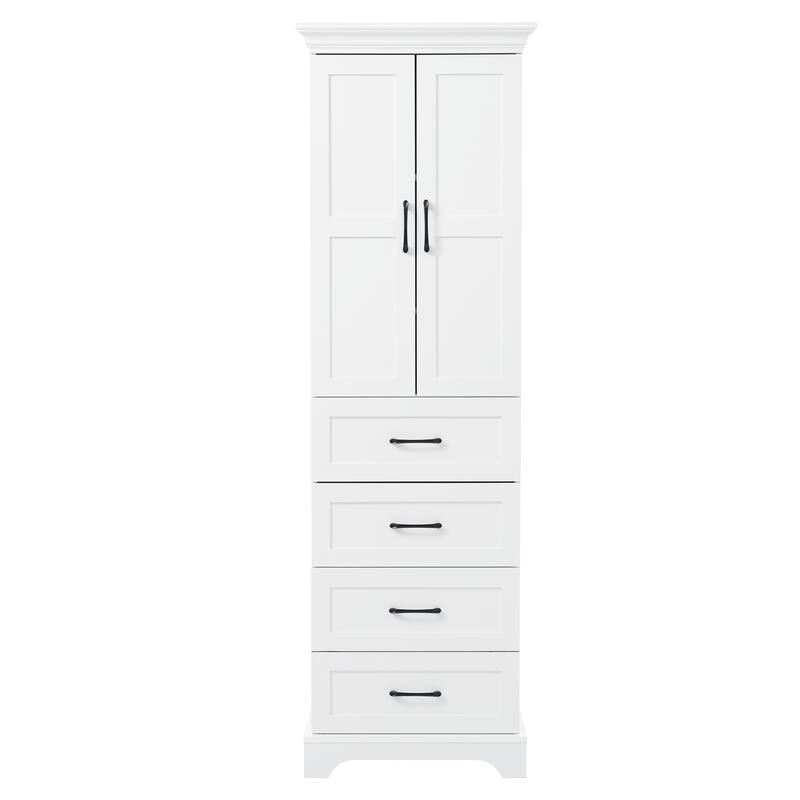 Roomfitters 71.6" Tall Freestanding Bathroom Cabinet with 2 Doors, 3 Drawers and Adjustable Shelves, White