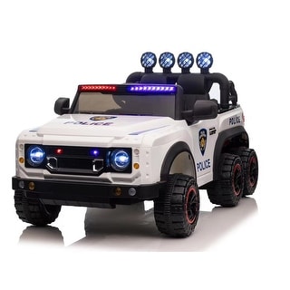 Police Ride On Car for Kids, 24V, Bluetooth, 6-Wheel Suspension, Remote Control