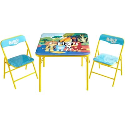 Bluey Kids Table and Chair Set 3 Piece Folding Activity Set 