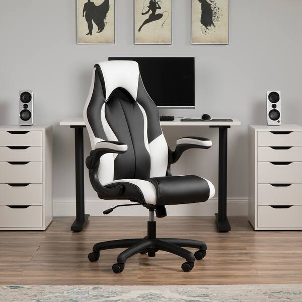 Essentials Ergonomic Leather And Mesh Racing Style Gaming Chair By Ofm On Sale Overstock 13524840