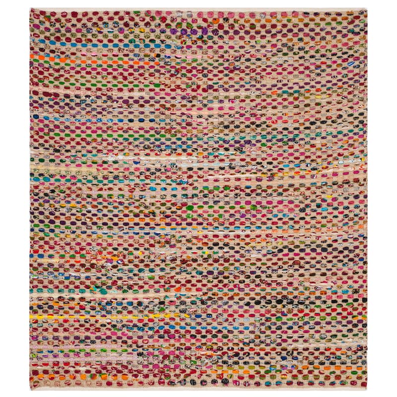 SAFAVIEH Handmade Cape Cod Wiebke Coastal Jute Rug - 6' Square - Natural/Multi