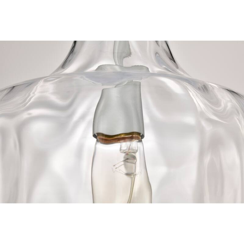 Clear Dimpled Cylindrical Glass Pendant Ceiling Light - 12in