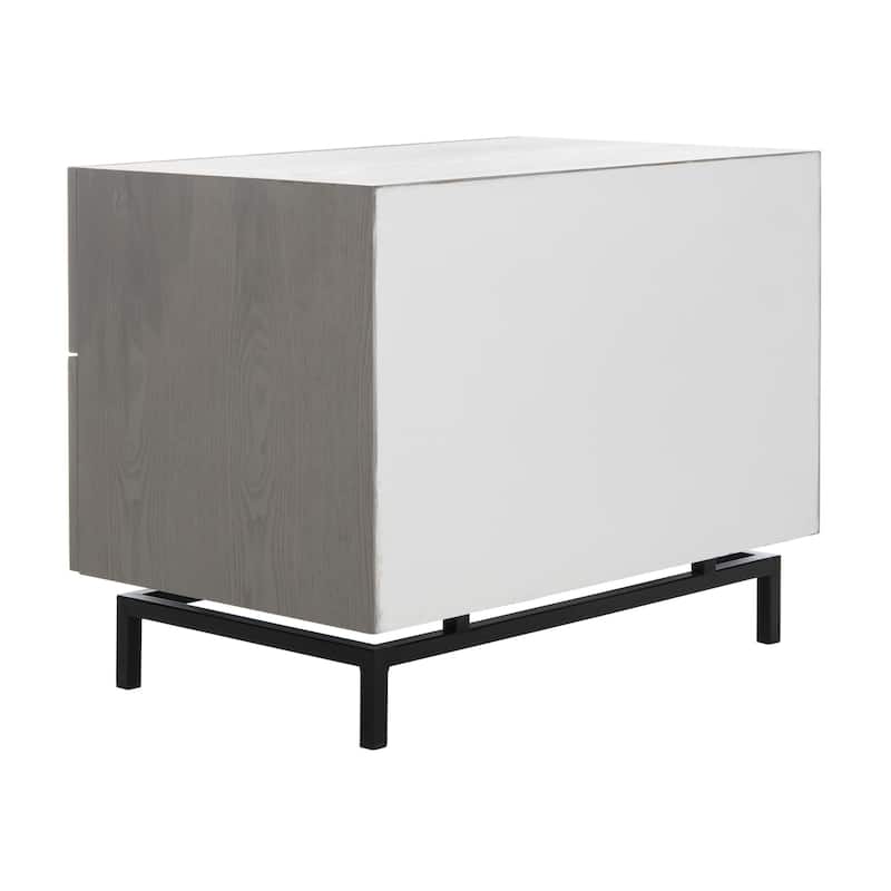 SAFAVIEH Herschel Grey/ Black Storage Cabinet - 27.5" x 17.6" x 21.6"