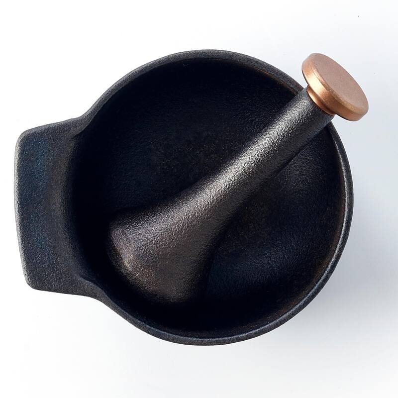 Alva Nori Enameled Cast Iron Mortar and Pestle Set 4" 2 C Nonstick Crusher - 4.3
