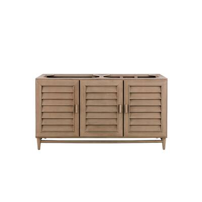 James Martin Vanities Portland 60" Double Vanity, Whitewashed Walnut