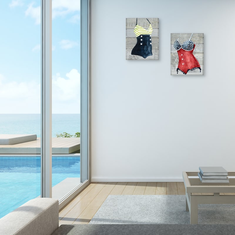 Vintage Swimwear I & II on Wood by Carol Robinson Canvas Art Prints