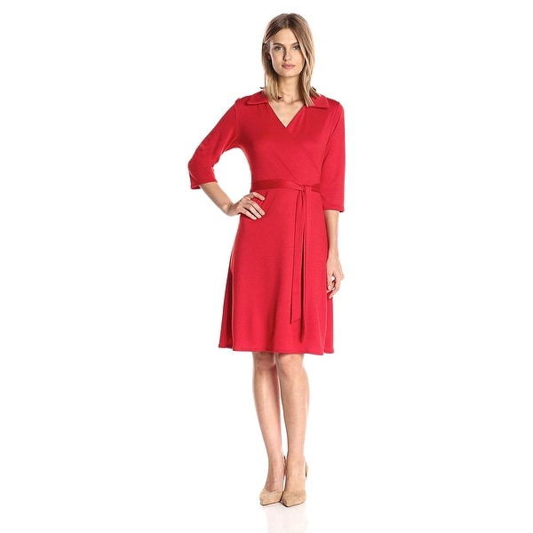 Star Vixen Womens Plus-Size Sleeveless Faux-Wrap Dress
