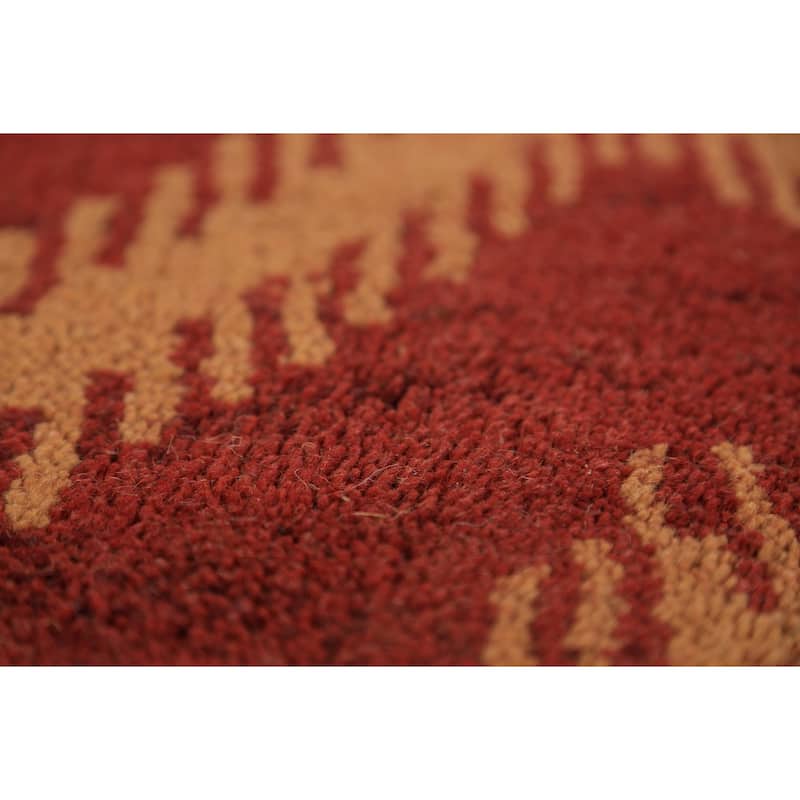 Hand Knotted Oriental 100% Wool Carpet Modern Geometric Red Moroccan Area Rug - 9' 7'' X 7' 11''