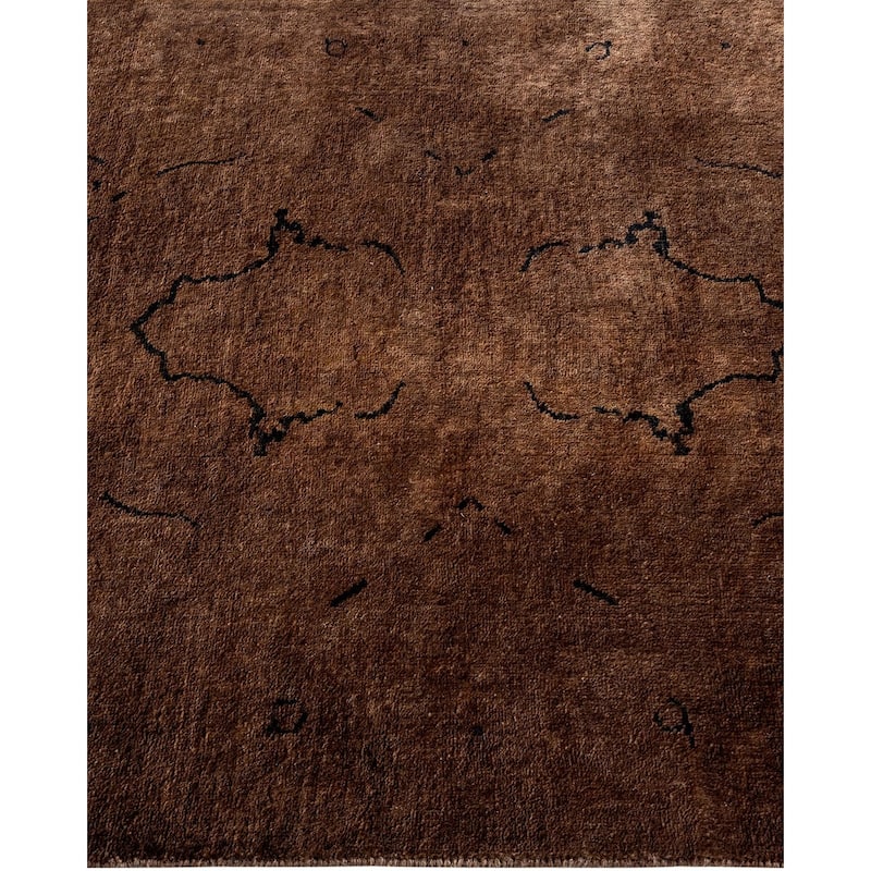 Overton Hand Knotted Wool Vintage Inspired Modern Contemporary Overdyed Brown Area Rug - 3' 1" x 4' 10"