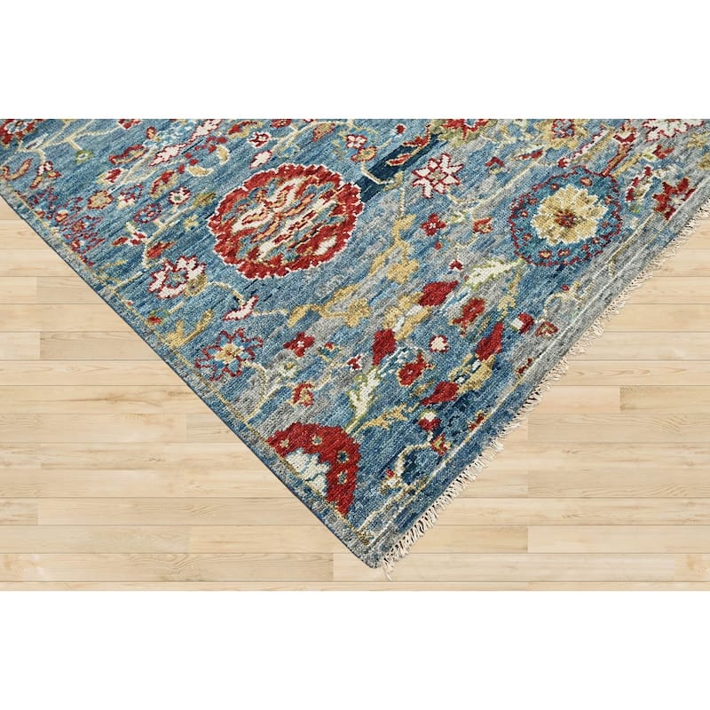 LoomBloom Blue Hand Knotted Traditional Oushak Oriental Area Rug - 8' x 9' 10''