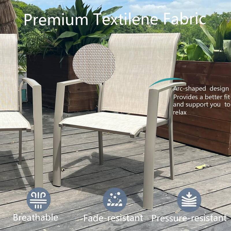 Garden Patio Chairs Set of 2, All Weather Metal Outdoor Dining Chairs, Garden, Poolsides