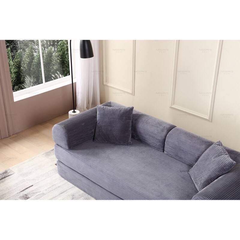 Convertible Sleeper Sofa Bed, Corduroy Folding Couch with Pillow