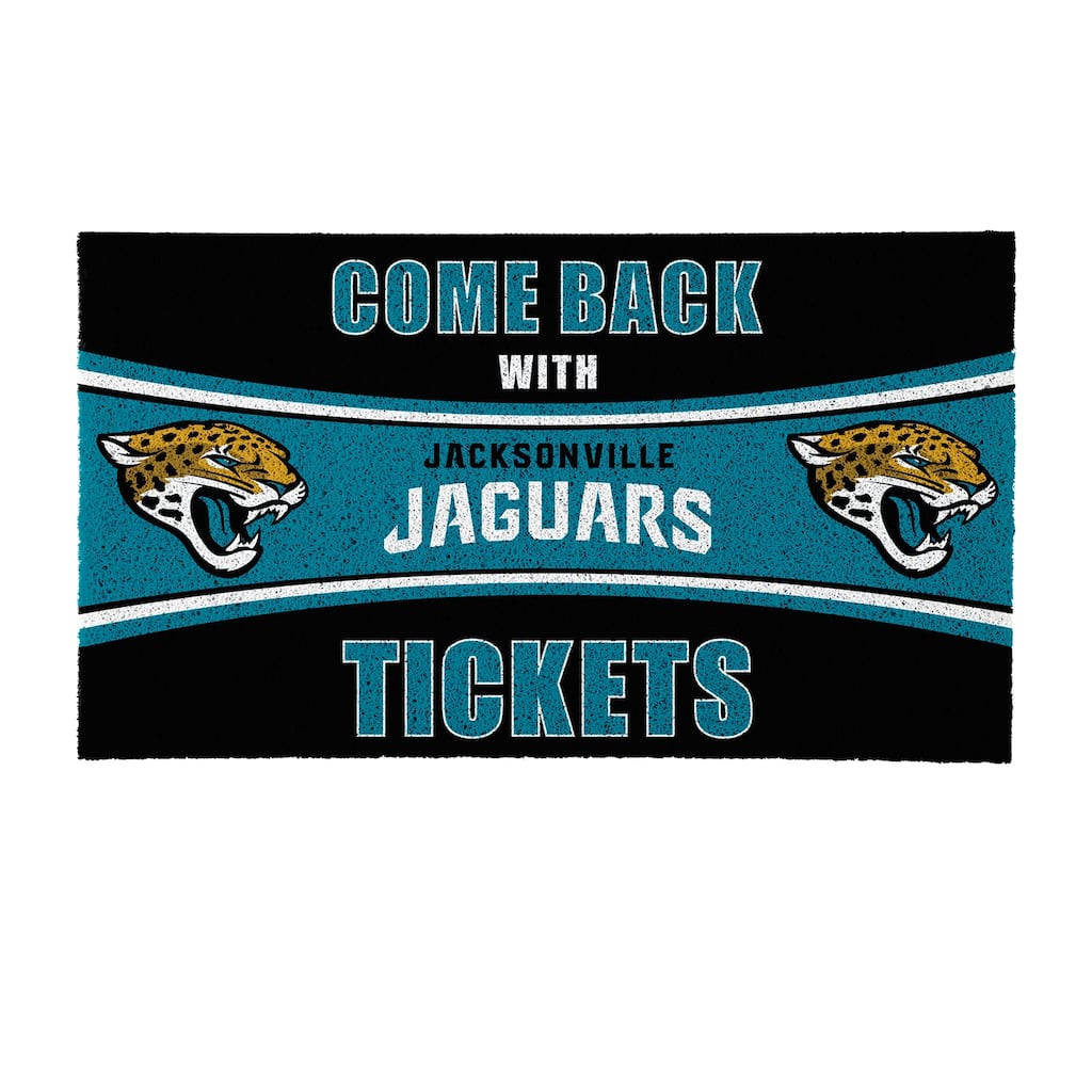 Jacksonville Jaguars 28 in. x 16 in. PVC "Come Back With Tickets" Trapper Door Mat