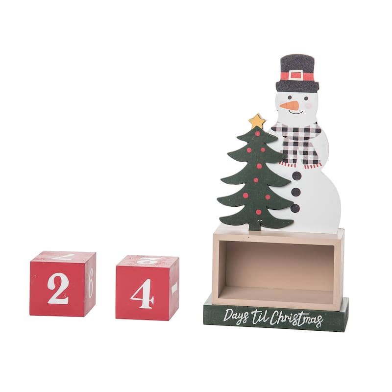 Transpac Wood 9.76 in. Multicolor Christmas Snowman Block Countdown Set of 3 - Multi