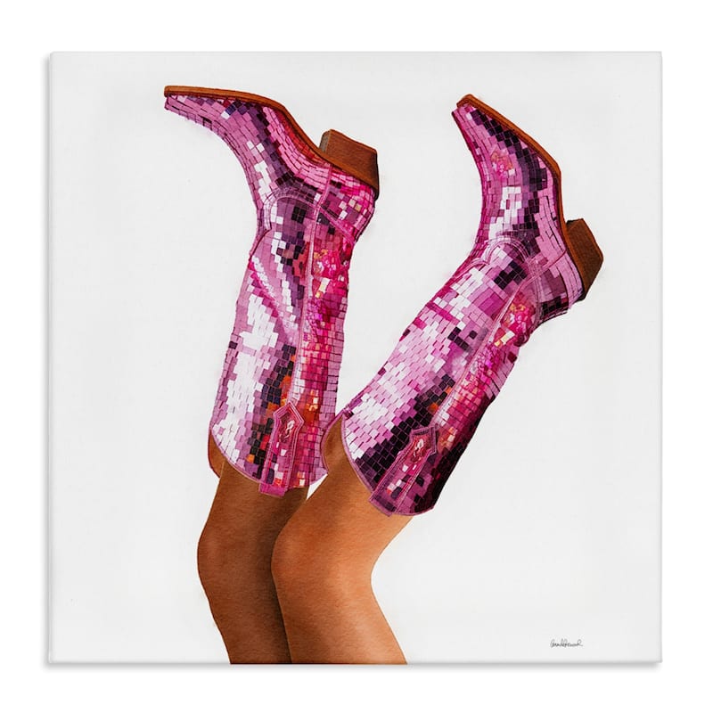 Stupell Pink Glam Cowgirl Boots Canvas Wall Art Design By Amanda Greenwood - 36 x 36