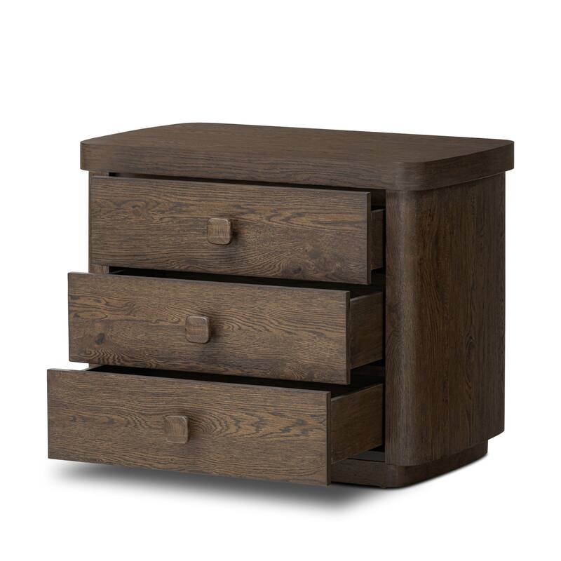 Cater Nightstand-Rustic Brown Oak Veneer