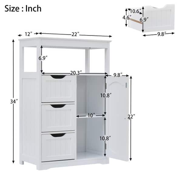 Freestanding Bathroom Cabinet Storage Cabinet with 3 Drawers ...