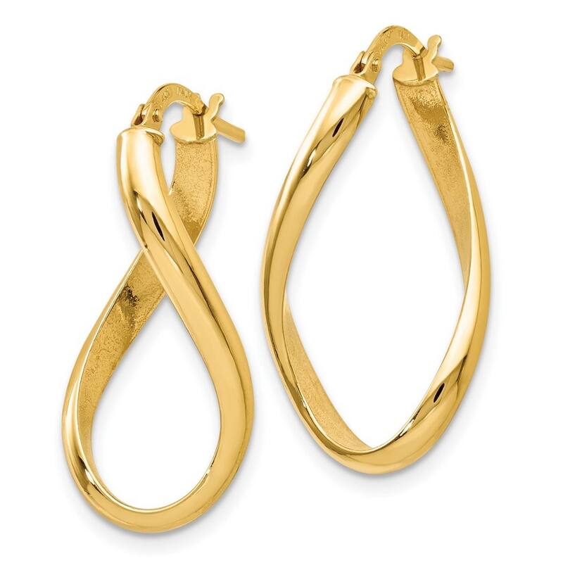 Curata 14k Yellow Gold Polished Hinged 24x2.75mm Twisted Hoop Earrings