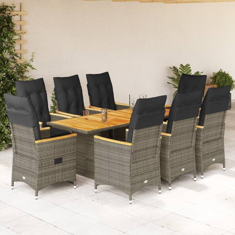 vidaXL Garden Dining Set Grey - 23.2 x 22.0 x 36.2 in - Grey-3