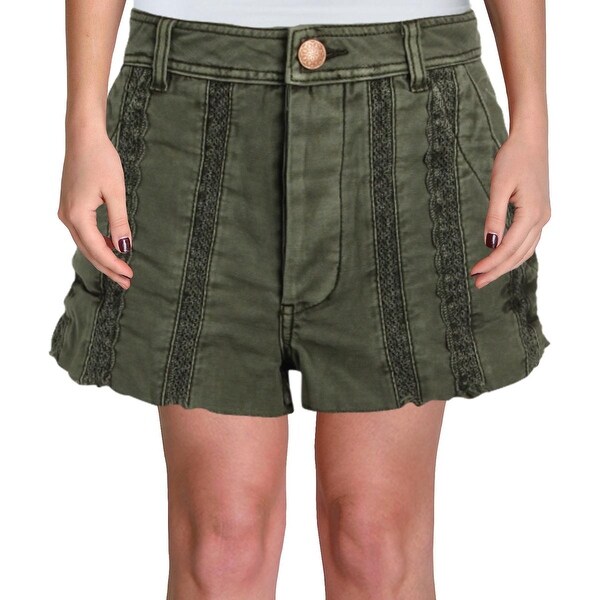 womens denim shorts with lace trim