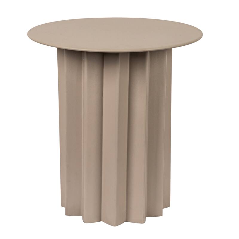 Pleated Metal Side Table - Beige