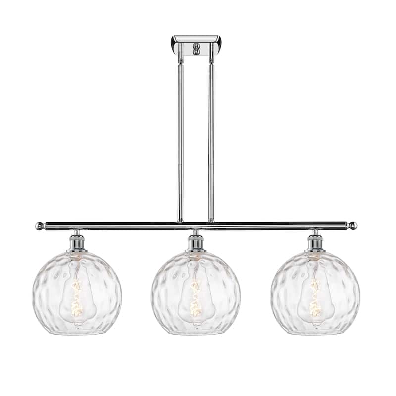 Innovations Lighting Athens Water Glass 3 Light 37" Stem Hung Island Light - Polished Chrome