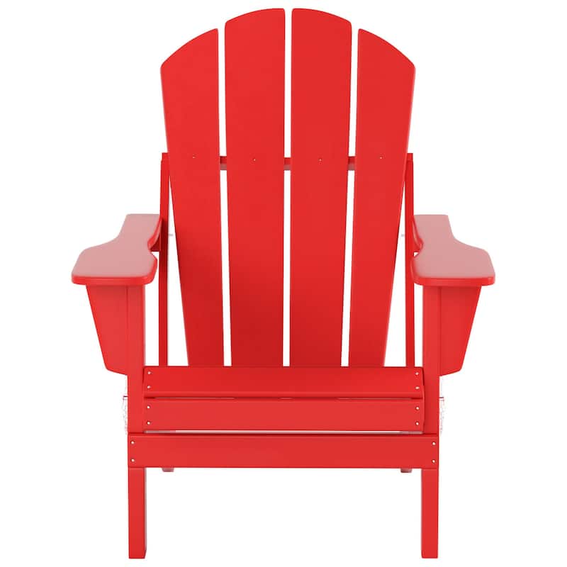 Polytrends Laguna Hdpe All Weather Outdoor Patio Foldable Adirondack Chairs With Side Table (3-Piece Set)