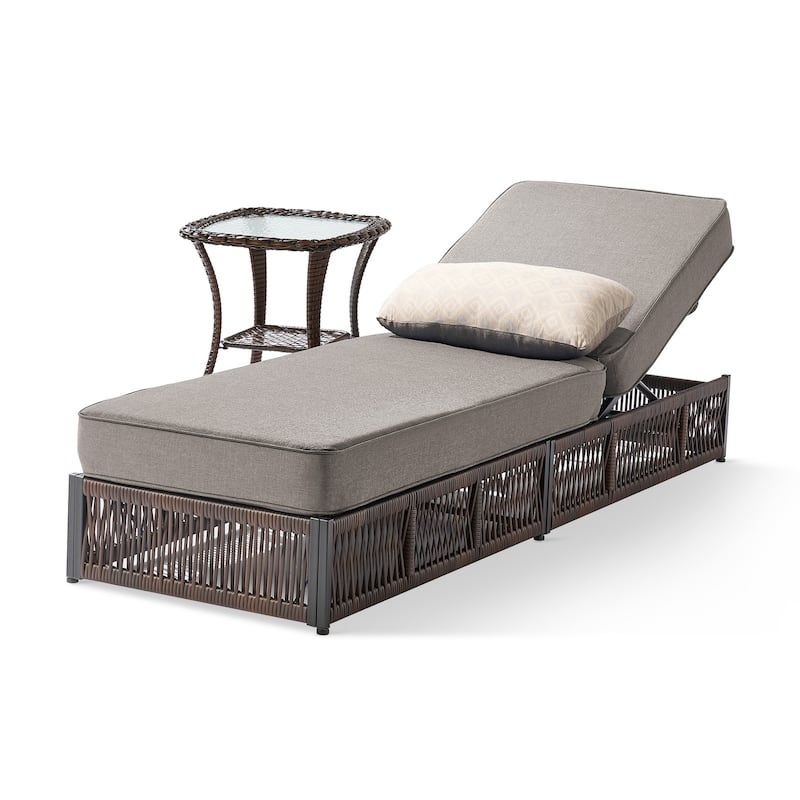Pocassy Patio Chaise Lounge Chair with Adjustable Backrest