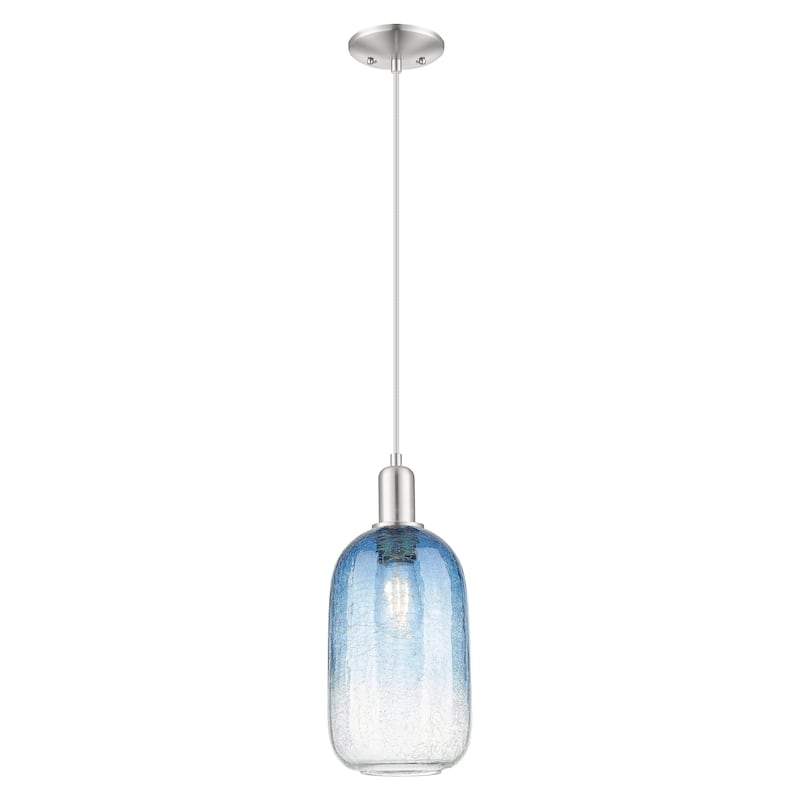 Innovations Lighting Downtown Urban - Brookhaven Cloche - 1 Light 7" Cord Hung Mini Pendant - Sapphire Blue Shade/Brushed Satin Nickel